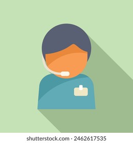 Call center person support icon flat vector. Service online. Client hotline