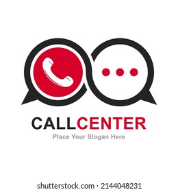 Call center with phone chat vector logo design. Suitable for  telephone symbol and communication.