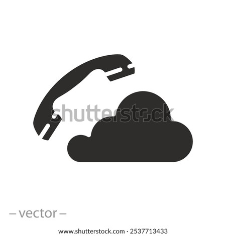 call center, phone with cloud icon, voip telephony concept, pbx or ip technology, network server, flat vector illustration