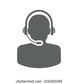 Call Center, Phone Operator, Support Chat, Emergency Service Icon. Gray Vector Graphics.