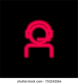 Call Center red glowing neon ui ux icon. Glowing sign logo vector