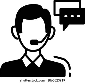 Call Center Representative Avatar Vector Glyph Icon Desing, Cloud computing and Internet hosting services Symbol on White background, Technical Support Agent Concept,
