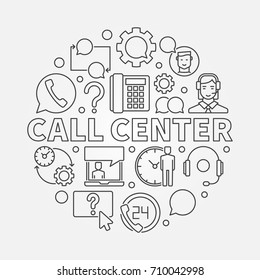 Call Center round illustration. Vector customer service concept circular symbol in thin line style