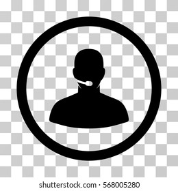 Call Center rounded icon. Vector illustration style is flat iconic symbol inside a circle, black color, transparent background. Designed for web and software interfaces.