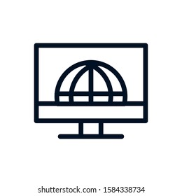 call center service business computer world online line vector illustration