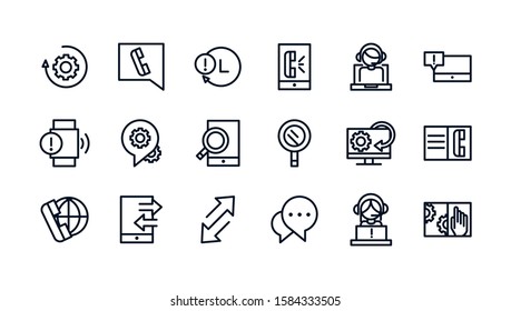 call center service business icons collection line vector illustration