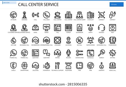 Call Center Service Customer Support Helpdesk Phone Icon Set