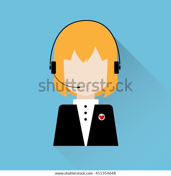 Call Center Service Flat Design Icon Stock Vector Royalty Free