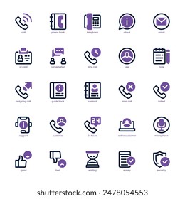 Call Center Service icon pack for your website, mobile, presentation, and logo design. Call Center Service icon dual tone design. Vector graphics illustration and editable stroke.