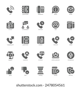 Call Center Service icon pack for your website, mobile, presentation, and logo design. Call Center Service icon glyph design. Vector graphics illustration and editable stroke.