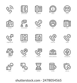 Call Center Service icon pack for your website, mobile, presentation, and logo design. Call Center Service icon outline design. Vector graphics illustration and editable stroke.