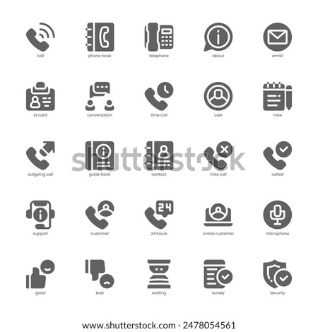 Call Center Service icon pack for your website, mobile, presentation, and logo design. Call Center Service icon glyph design. Vector graphics illustration and editable stroke.