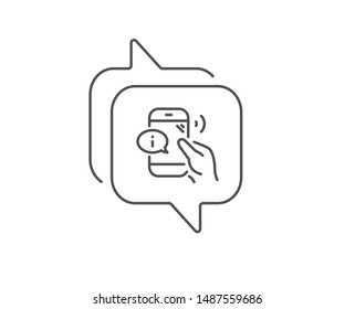Call center service line icon. Chat bubble design. Phone support sign. Feedback info symbol. Outline concept. Thin line call center icon. Vector