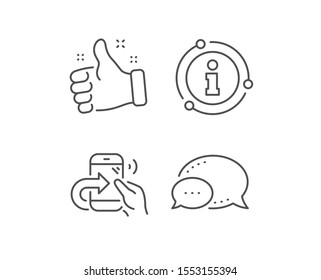 Call center service line icon. Chat bubble, info sign elements. Share phone call sign. Feedback symbol. Linear share call outline icon. Information bubble. Vector