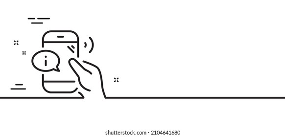 Call center service line icon. Phone support sign. Feedback info symbol. Minimal line illustration background. Call center line icon pattern banner. White web template concept. Vector