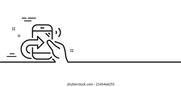 Call center service line icon. Share phone call sign. Feedback symbol. Minimal line illustration background. Share call line icon pattern banner. White web template concept. Vector
