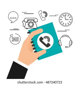 call center service line vector illustration design