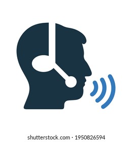 Centro de llamadas, operador de servicio, icono de asistencia al cliente. Vector de glifo aislado en un fondo blanco.