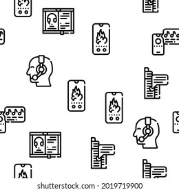 Call Center Service Vector Seamless Pattern Thin Line Illustration