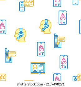 Call Center Service Vector Seamless Pattern Color Line Illustration