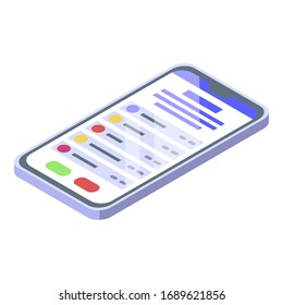 Call center smartphone icon. Isometric of call center smartphone vector icon for web design isolated on white background
