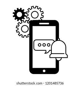 call center smartphone speech bubble bell support