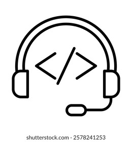 Call Center Software Vector Line Icon Design