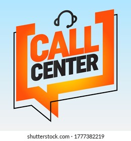 Call Center Speech Bubble with icon. Social Media, Sticker, Post Design