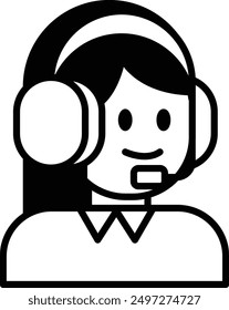 A Call center staff in line icon style