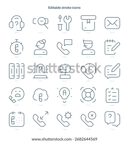Call Center stroke icon. Call Center line icon set. editable stroke icon pack