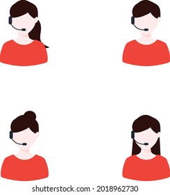 Call center support avatars icon set.