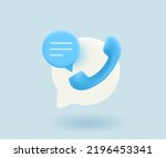 Call center support concept with telephone tube and speech cloud. 3d vector isolated icon 