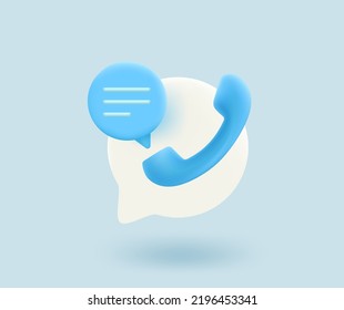 Call center support concept with telephone tube and speech cloud. 3d vector isolated icon  - Shutterstock ID 2196453341
