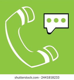 Call center support concept with telephone tube and speech cloud.  vector isolated icon