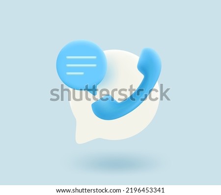 Call center support concept with telephone tube and speech cloud. 3d vector isolated icon 