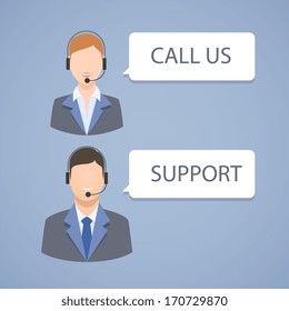 Call center support emblem isolated vector illustration