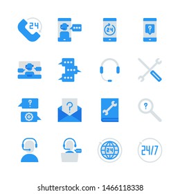 Call center and support in flat icon set.Vector illustration