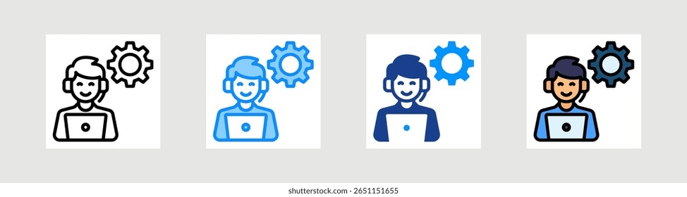 Call Center Support Icon Collection Set Multiple Style