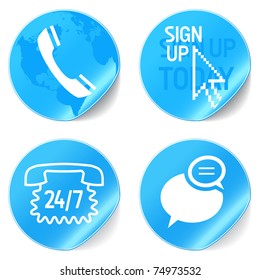  call center support icons blue