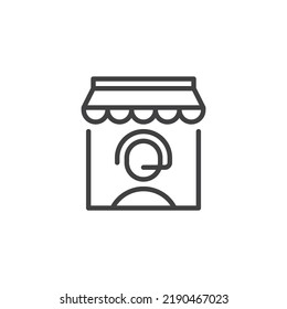 Call center support line icon. linear style sign for mobile concept and web design. Customer support outline vector icon. Symbol, logo illustration. Vector graphics