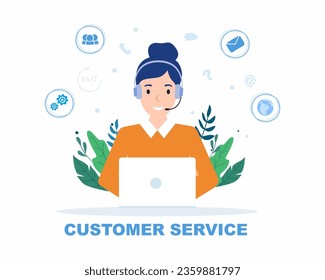 Call center Support people working in office wearing headsets talking to customers Customer support help service concept.