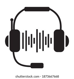 Símbolo de asistencia del centro de llamadas. Ilustración de logotipo sólido vectorial de icono de auriculares 