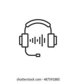 Call center support symbol. Headset line icon, outline vector logo illustration, linear pictogram isolated on white