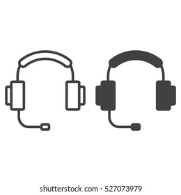 Call center support symbol. Headset line icon, outline and filled vector sign, linear and full pictogram isolated on white, logo illustration