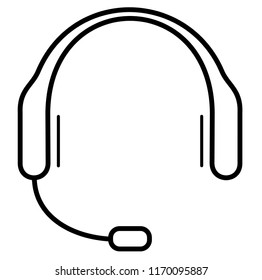 Call center support. Vector flat outline icon illustration isolated on white background.