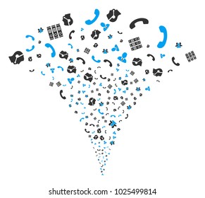 Call Center Symbols fireworks fountain. Vector illustration style is flat iconic symbols. Object fountain done from random pictograms as call center symbols fireworks.