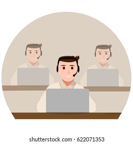Call center team icon. Support operators group