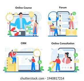 Call center or technical support online service or platform set