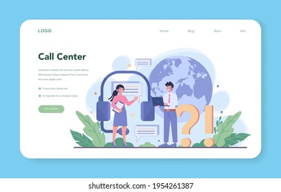 Call center or technical support web banner or landing page