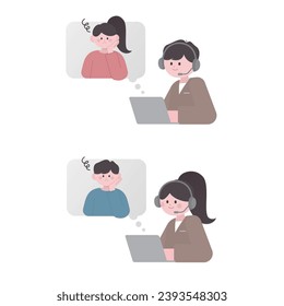 call center telemarketing man and woman Illustration